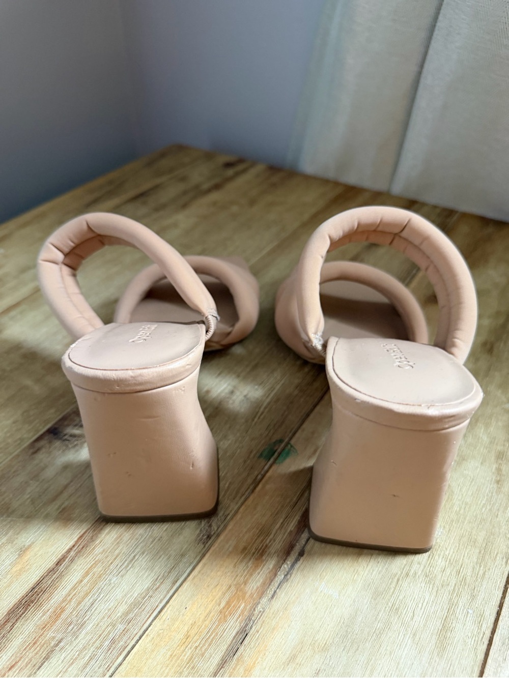 Open Edit Nude Padded Double-Strap Block Heel Mules - Picture 3 of 4
